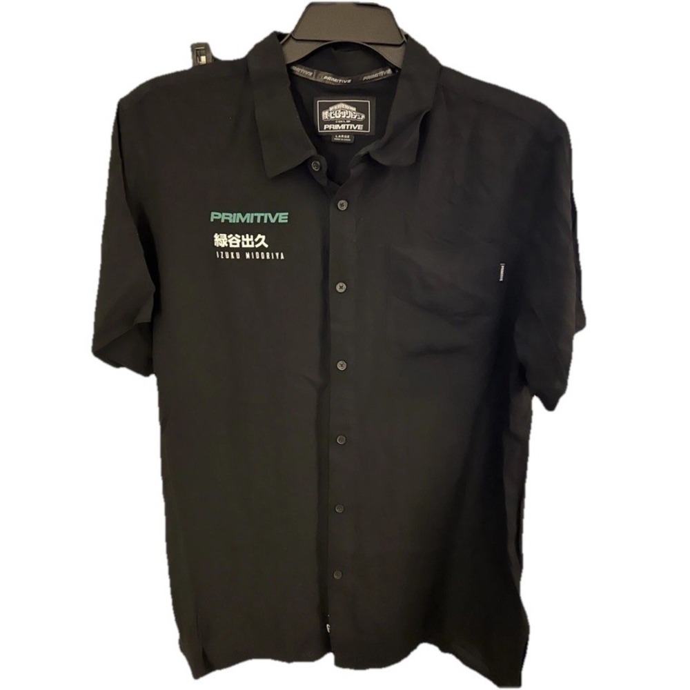 My Hero Academia‎ Shirt Mens Primitive Anime Deku SZ XL Black Button Down